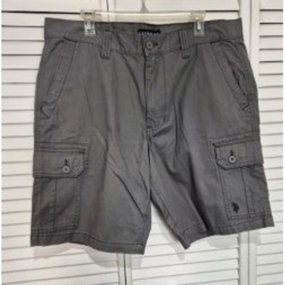 US Polo Assn Men's Gray Cargo Shorts Casual Outdoor Size 38